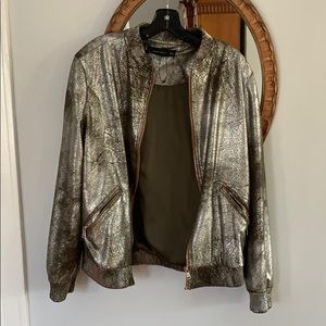 Zara metallic suede bomber jacket
